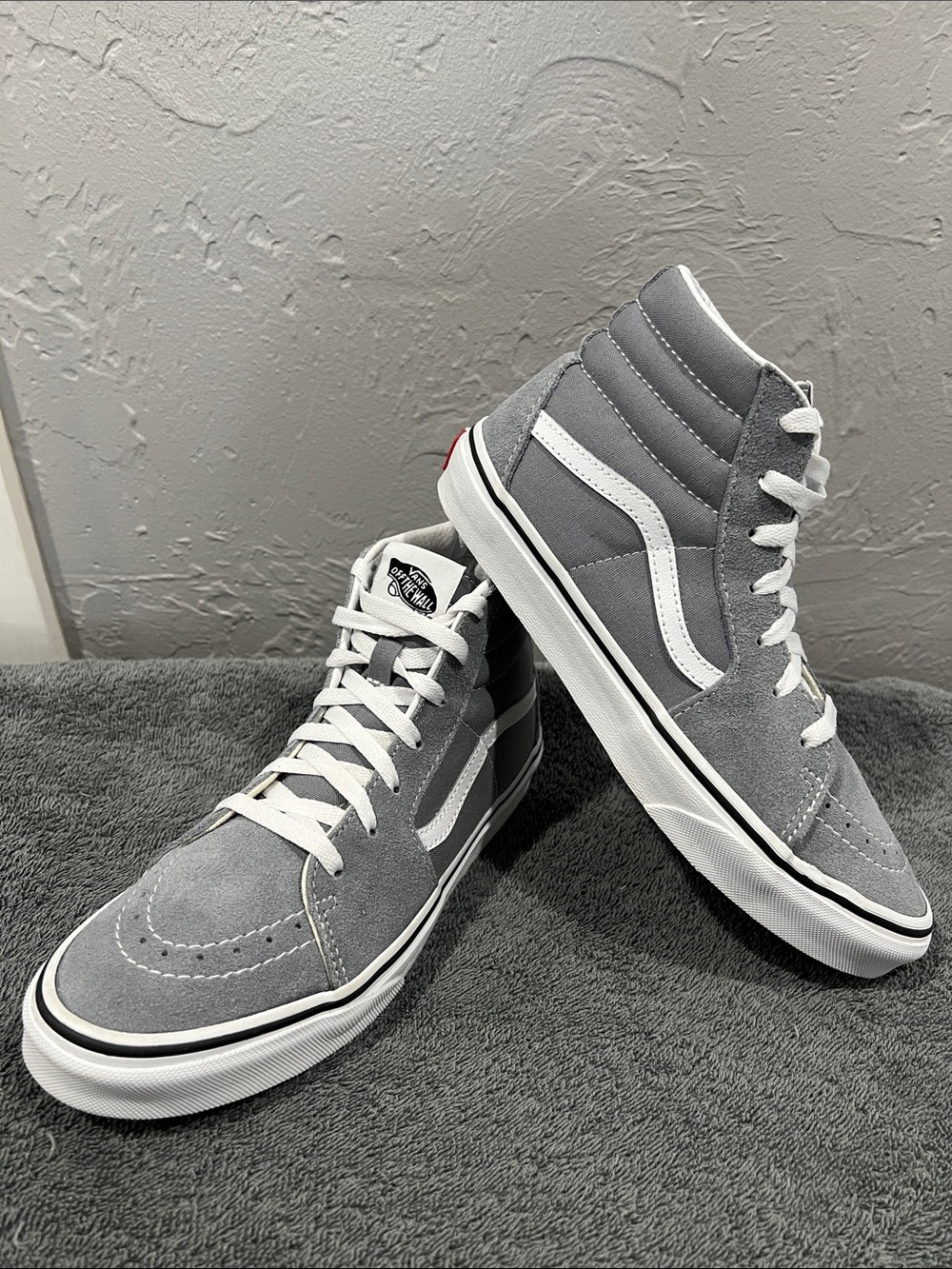 🔥 VANS Sk8-Hi SUEDE Gray White Hi Top Skate Sneakers Big Kids Sz 6Y - Worn Once